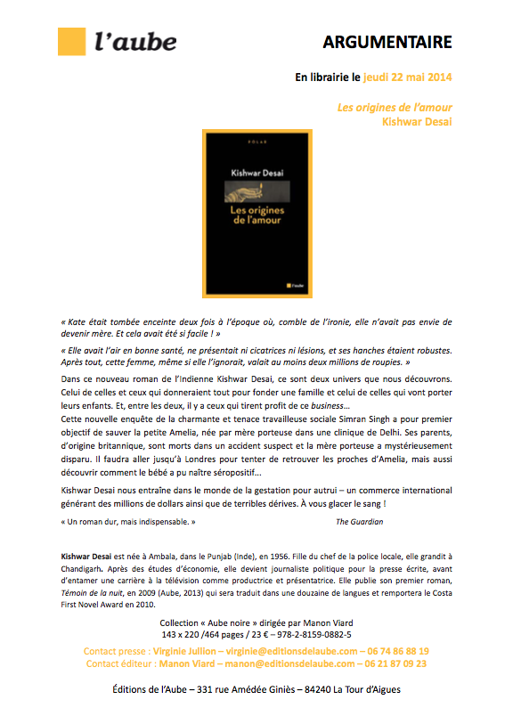 Argumentaire Kishwar Desai – Les origines de l&rsquo;amour