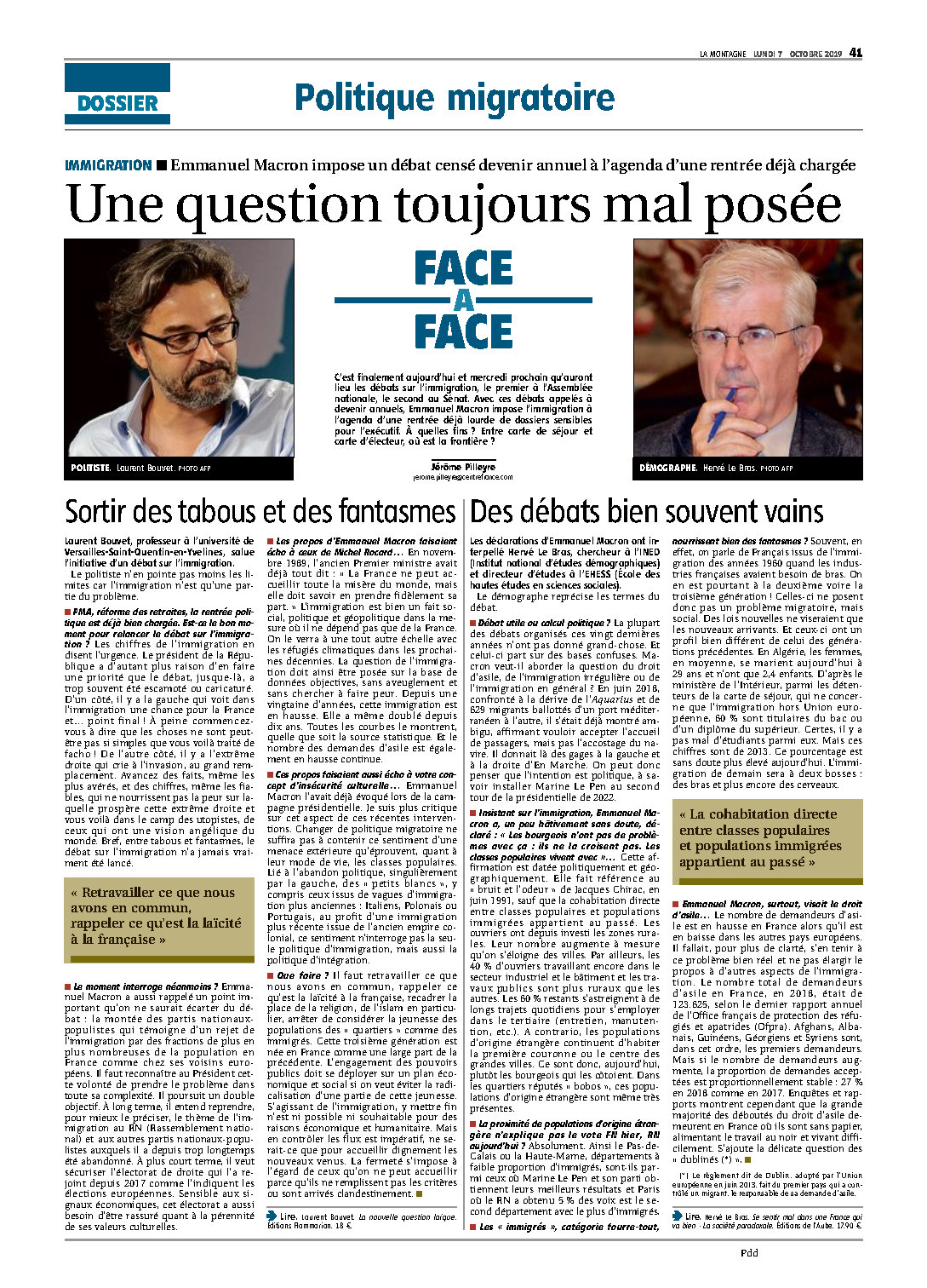 Hervé Le Bras, La Montagne