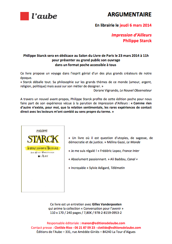 Philippe Starck – Impression d&rsquo;Ailleurs