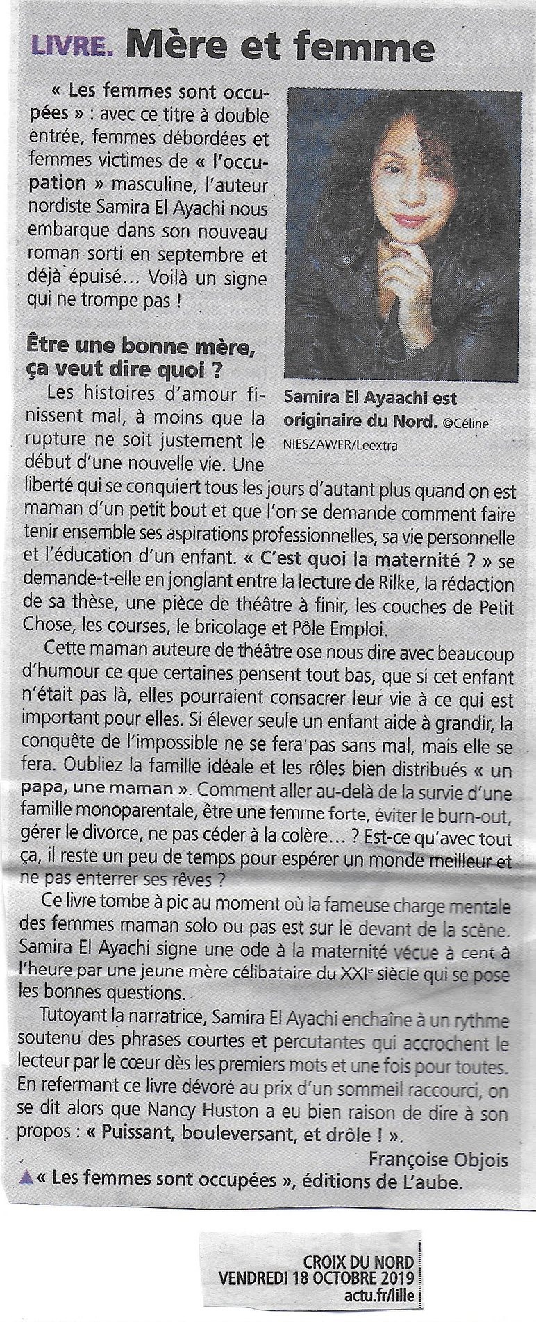 Samira El Ayachi, La Croix du Nord